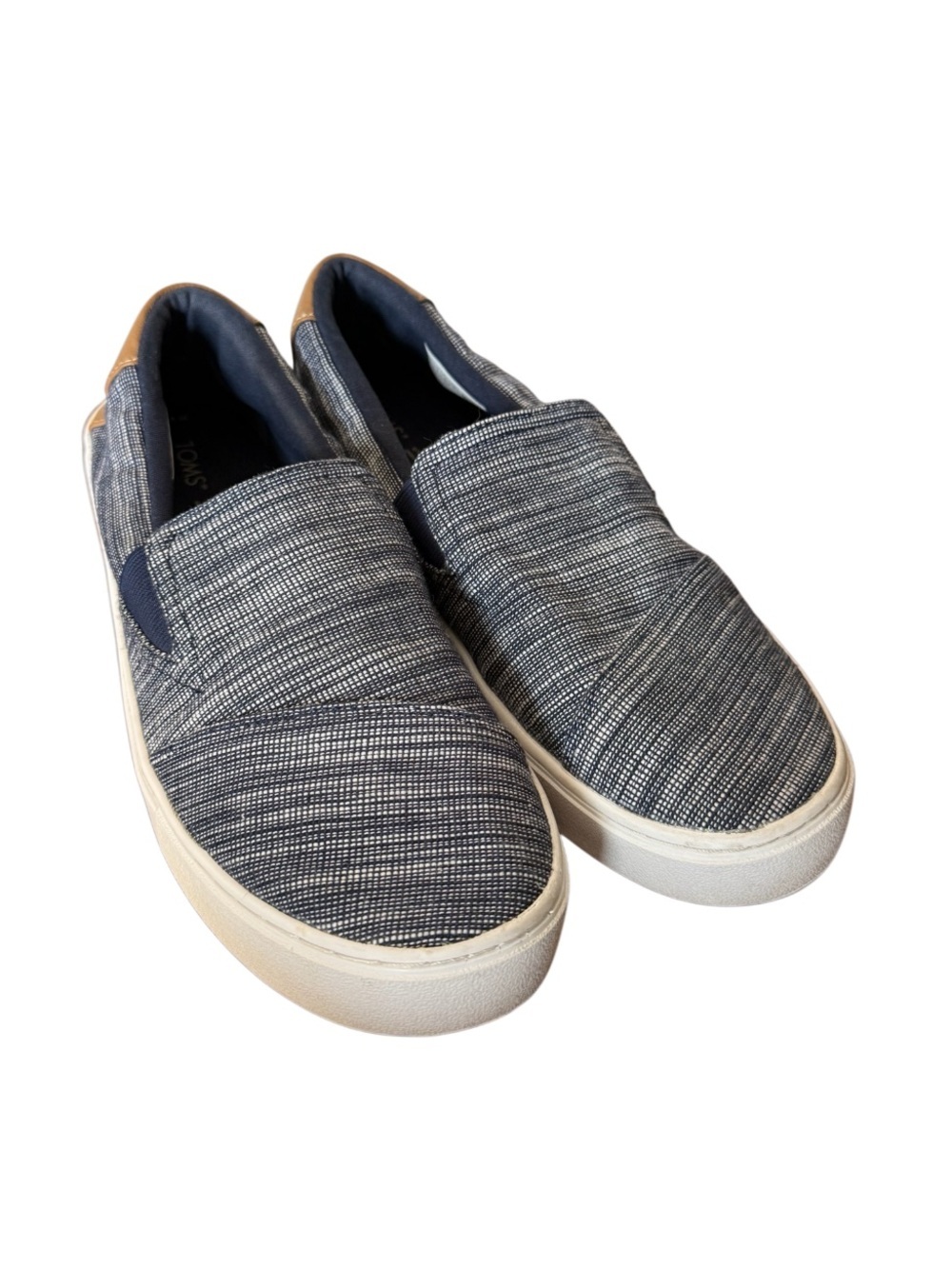 Toms Women’s Chambray Slip-On Loafers in Navy and White-Size 10